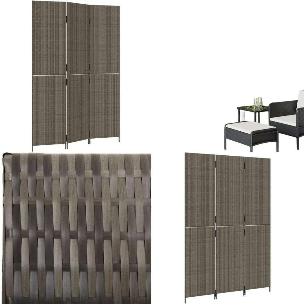 Gray Poly Rattan 3-Panel Room Divider, Modern Furniture, 11.4kg/25.08lb
Gray Poly Rattan 3-Panel Room Divider, Modern Furniture, 11.4kg/25.08lb
