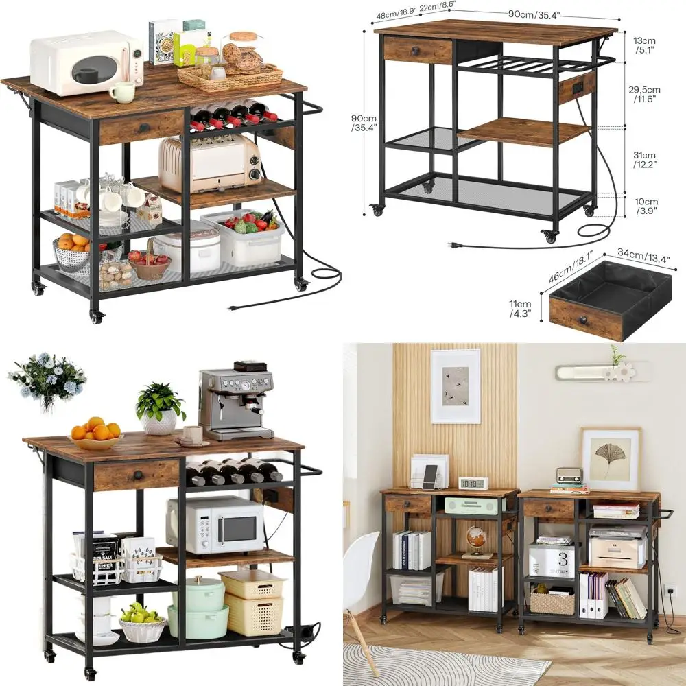 Adjustable Kitchen Island with Power Outlet, Rolling Cart with Drop Leaf, Extendable Worktop Island Table, Dining Room Kitchen C
Adjustable Kitchen Island with Power Outlet, Rolling Cart with Drop Leaf, Extendable Worktop Island Table, Dining Room Kitchen C