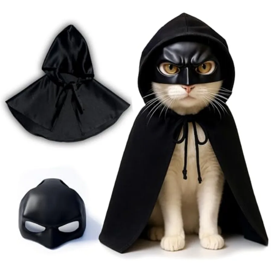 Black Bat Cat Mask and Cloak, Funny Bat Mask Cloak, Halloween, Clothes and Accessories for Cats
Black Bat Cat Mask and Cloak, Funny Bat Mask Cloak, Halloween, Clothes and Accessories for Cats