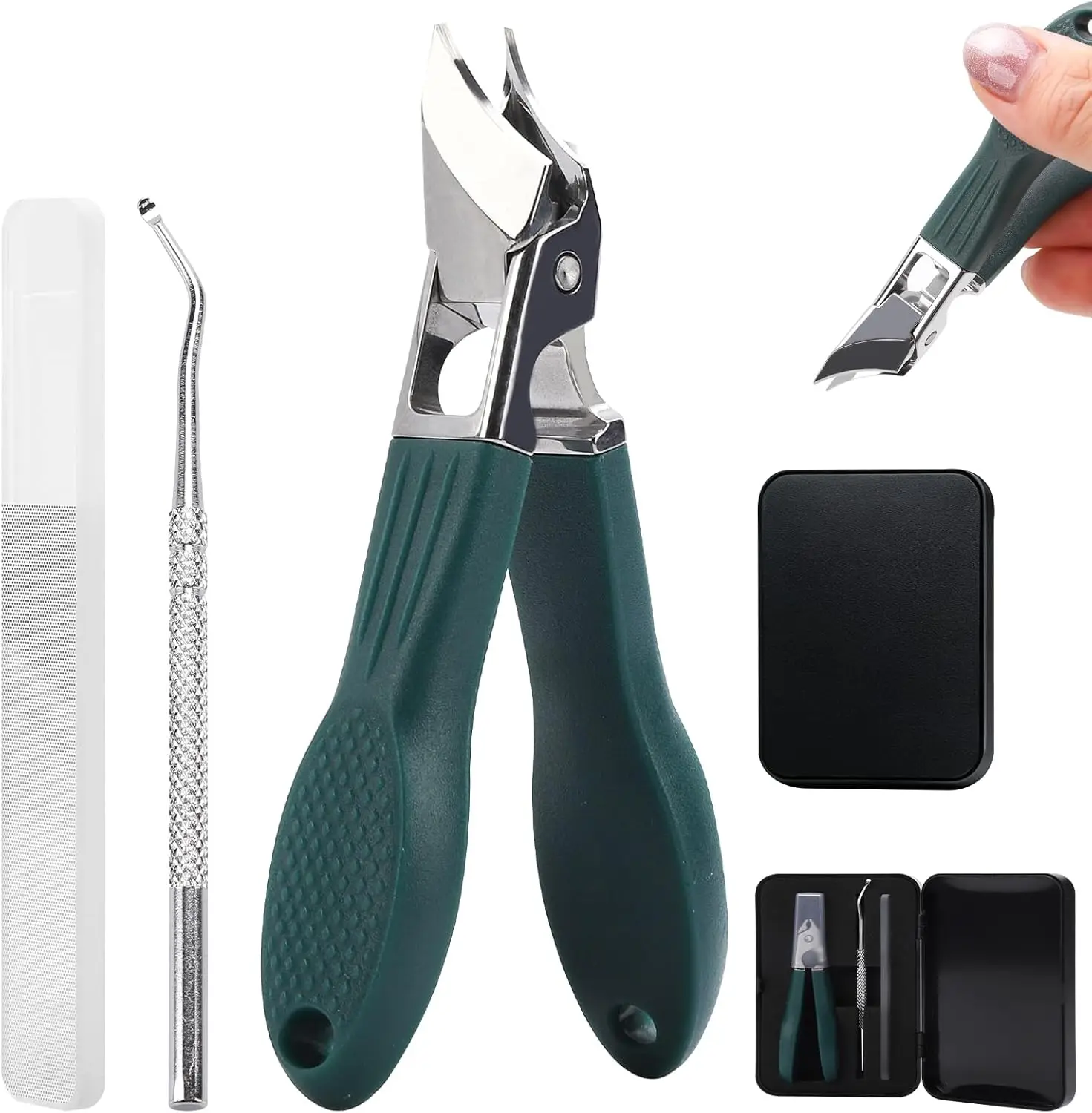 Eagle Beak Nail Clippers for Ingrown & Thick Nails – Beveled/Slanted/Angled Blades, Long Handle Wide Jaw, Anti-Splash Ultra Sharp Stainless Steel Edge 3-Piece Set for Men/Women (Green)
Eagle Beak Nail Clippers for Ingrown & Thick Nails – Beveled/Slanted/Angled Blades, Long Handle Wide Jaw, Anti-Splash Ultra Sharp Stainless Steel Edge 3-Piece Set for Men/Women (Green)