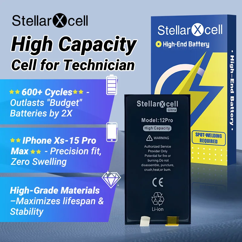 5pcsStellarXcell Without BMS Flex High Capacity Battery Cell For iPhone X Xs Max Xr For Spot-Welding Tag-on Without BMS
5pcsStellarXcell Without BMS Flex High Capacity Battery Cell For iPhone X Xs Max Xr For Spot-Welding Tag-on Without BMS