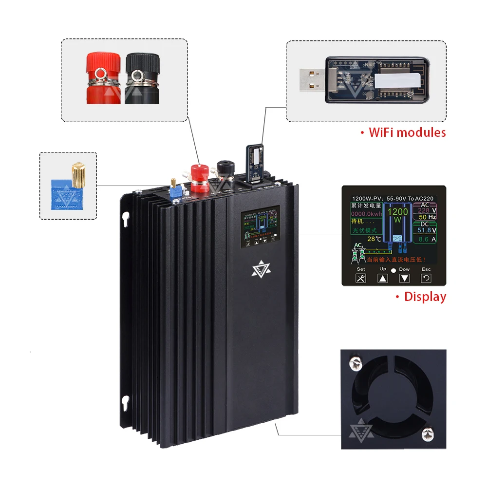 1000W 90V-260VAC MPPT Solar Current Limiting Sensor, Optional WiFi or LCD Screen, Used for Solar Power Generation Systems
1000W 90V-260VAC MPPT Solar Current Limiting Sensor, Optional WiFi or LCD Screen, Used for Solar Power Generation Systems