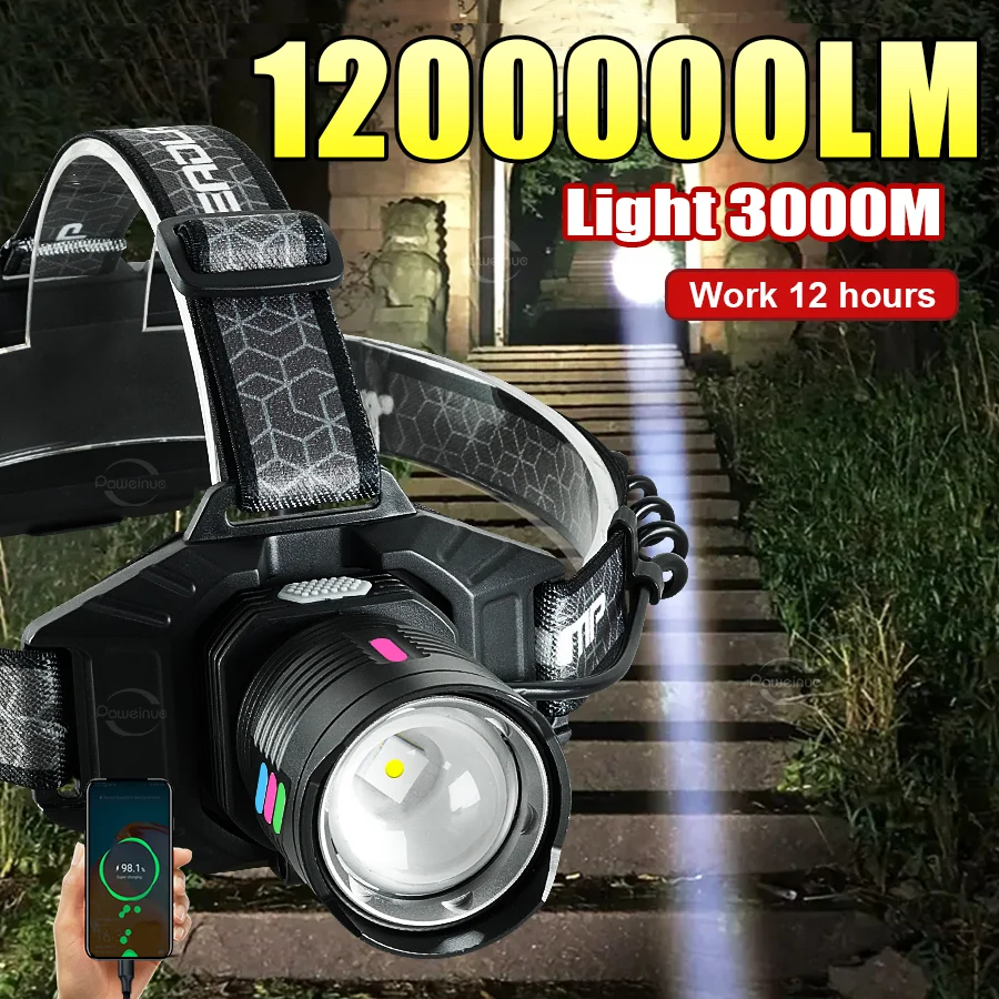 2025 новый супер мощный светодиодный налобный фонарь 1200000LM сильный свет головы фонари перезаряжаемые 18650 фары кемпинг работа головной светильник
2025 новый супер мощный светодиодный налобный фонарь 1200000LM сильный свет головы фонари перезаряжаемые 18650 фары кемпинг работа головной светильник