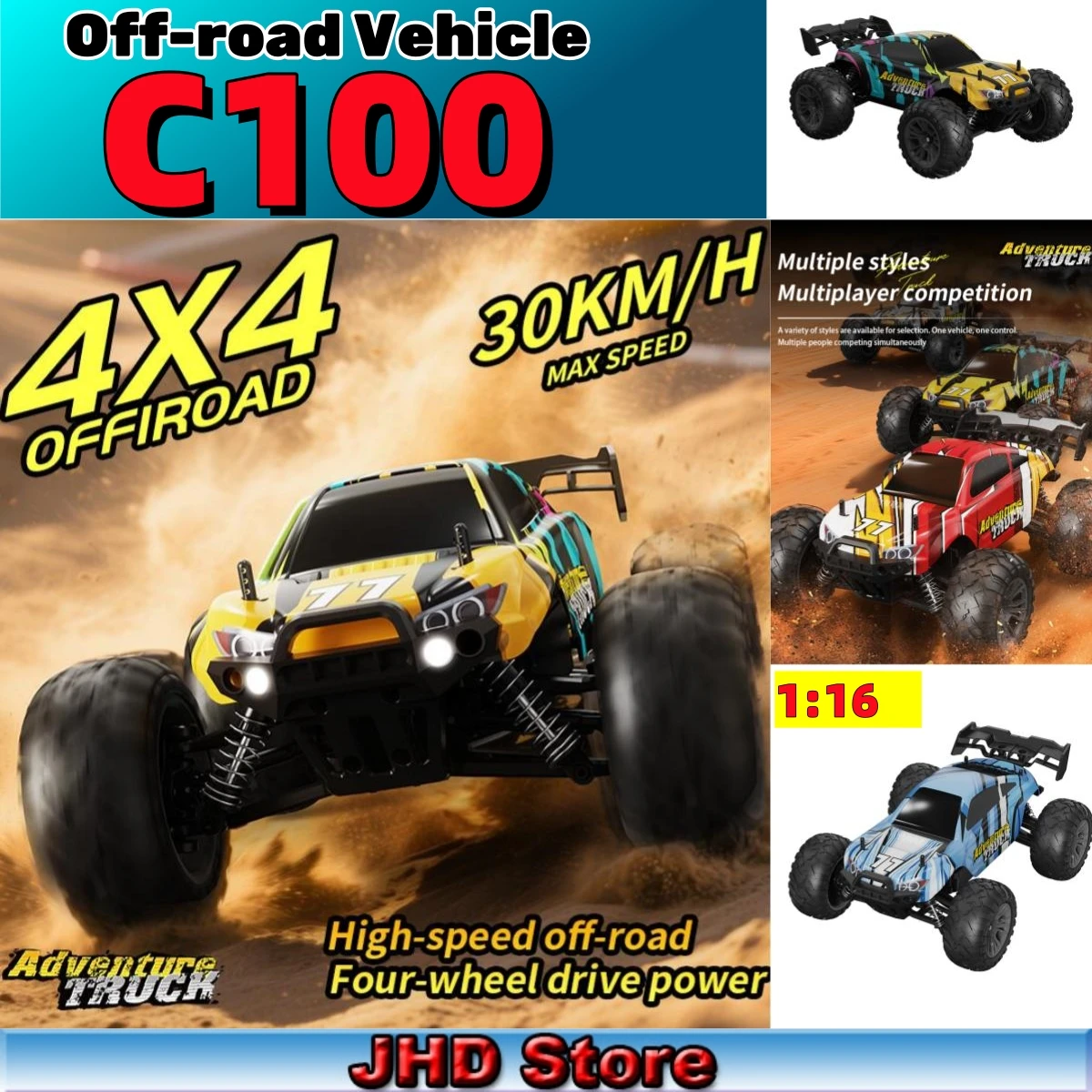 JHD For 2025 New LYZRC C100 2.4G RC Car 1: 16 Full Proportion Four Wheel Drive High-Speed C100 4WD Off Road Vehicle
JHD For 2025 New LYZRC C100 2.4G RC Car 1: 16 Full Proportion Four Wheel Drive High-Speed C100 4WD Off Road Vehicle