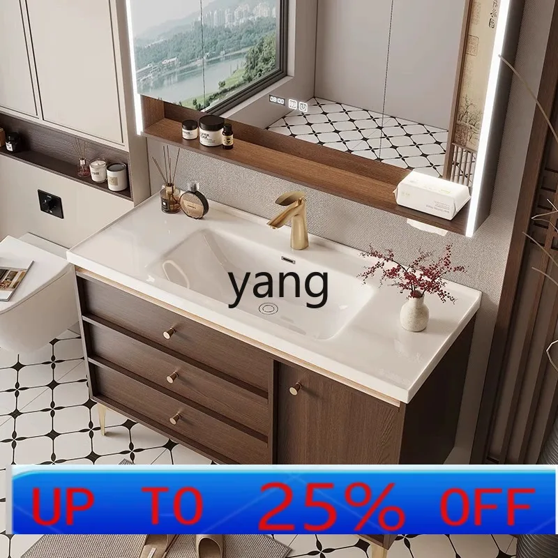 LMM walnut ceramic integrated basin bathroom cabinet combination stainless steel sink floor cabinet
LMM walnut ceramic integrated basin bathroom cabinet combination stainless steel sink floor cabinet