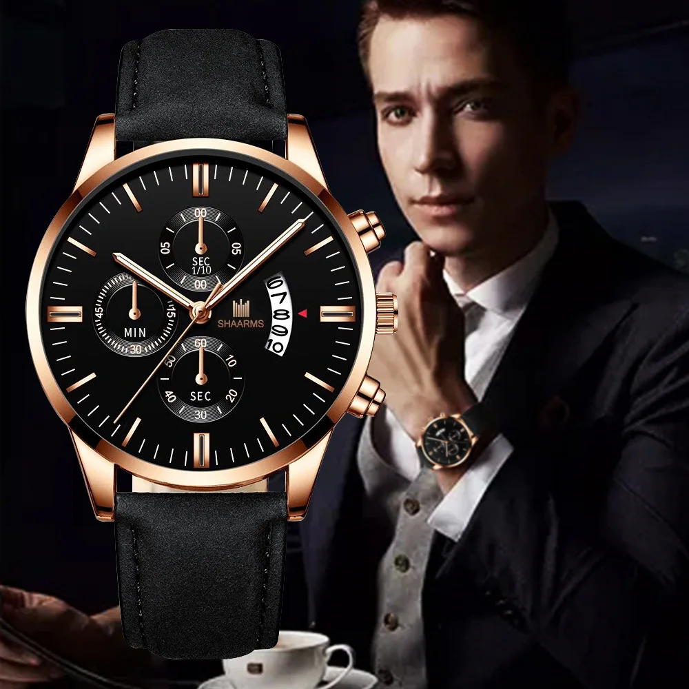 Classic Men's Business Quartz Watch Male Leather Strap Bracelet Wristwatch Male Three Fake Calender Quartz Watch Montre Homme
Classic Men's Business Quartz Watch Male Leather Strap Bracelet Wristwatch Male Three Fake Calender Quartz Watch Montre Homme