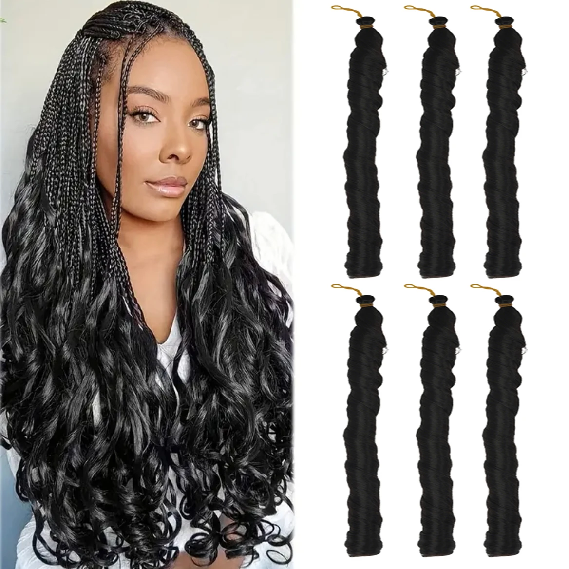 6PCS 28inch Pre-Stretched French Curl Braiding Hair Extensions for Women Loose Wave Synthetic Crochet Braids Spiral Curl
6PCS 28inch Pre-Stretched French Curl Braiding Hair Extensions for Women Loose Wave Synthetic Crochet Braids Spiral Curl