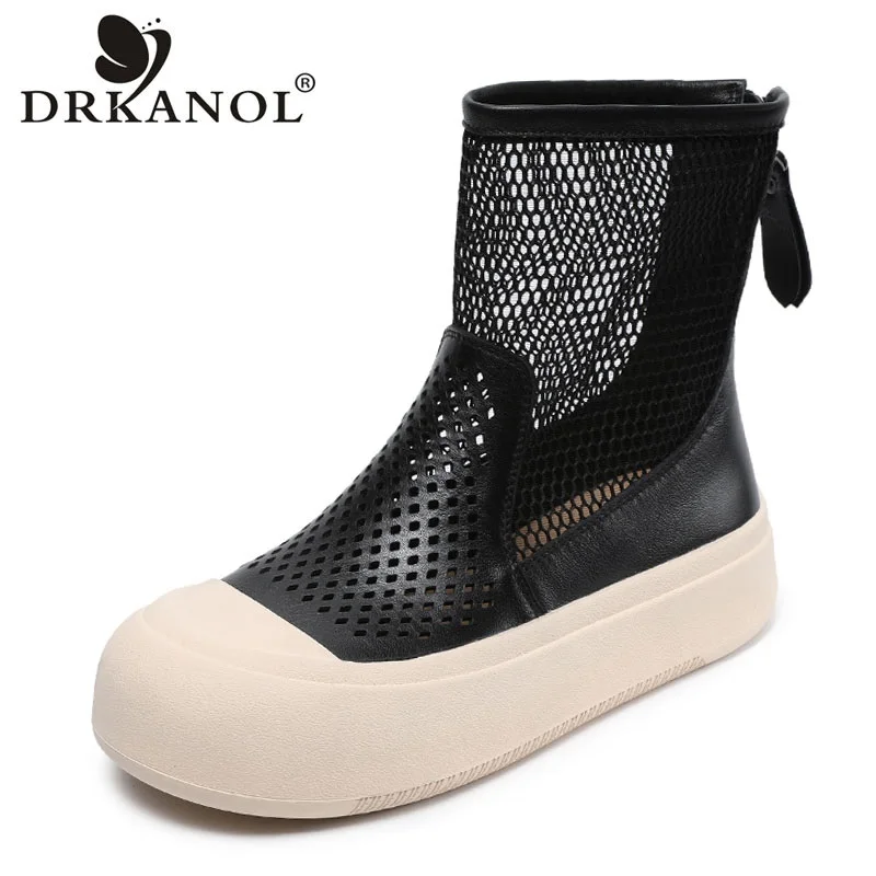 DRKANOL Summer Cool Boots Hollow Out Breathable Genuine Leather Thick Bottom Ankle Boots For Women Back Zipper Air Mesh Shoes
DRKANOL Summer Cool Boots Hollow Out Breathable Genuine Leather Thick Bottom Ankle Boots For Women Back Zipper Air Mesh Shoes