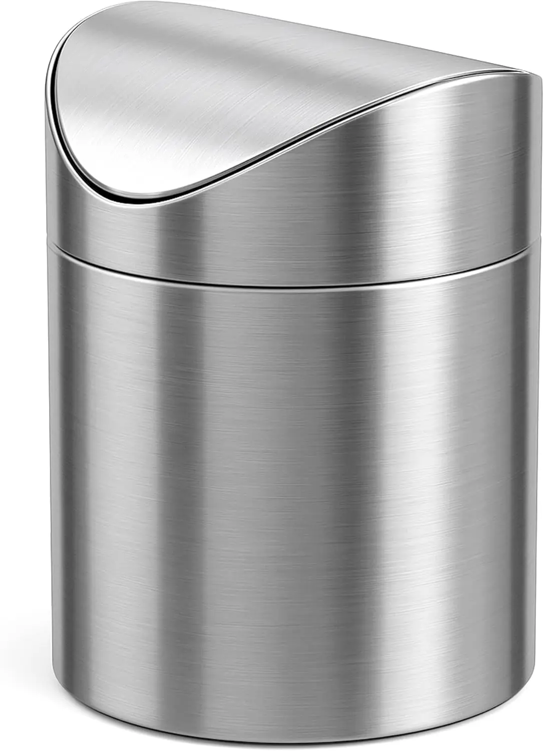 Compact 1.5L Swing Top Trash Can for Desk, Office, Bathroom - Brushed Stainless Steel
Compact 1.5L Swing Top Trash Can for Desk, Office, Bathroom - Brushed Stainless Steel