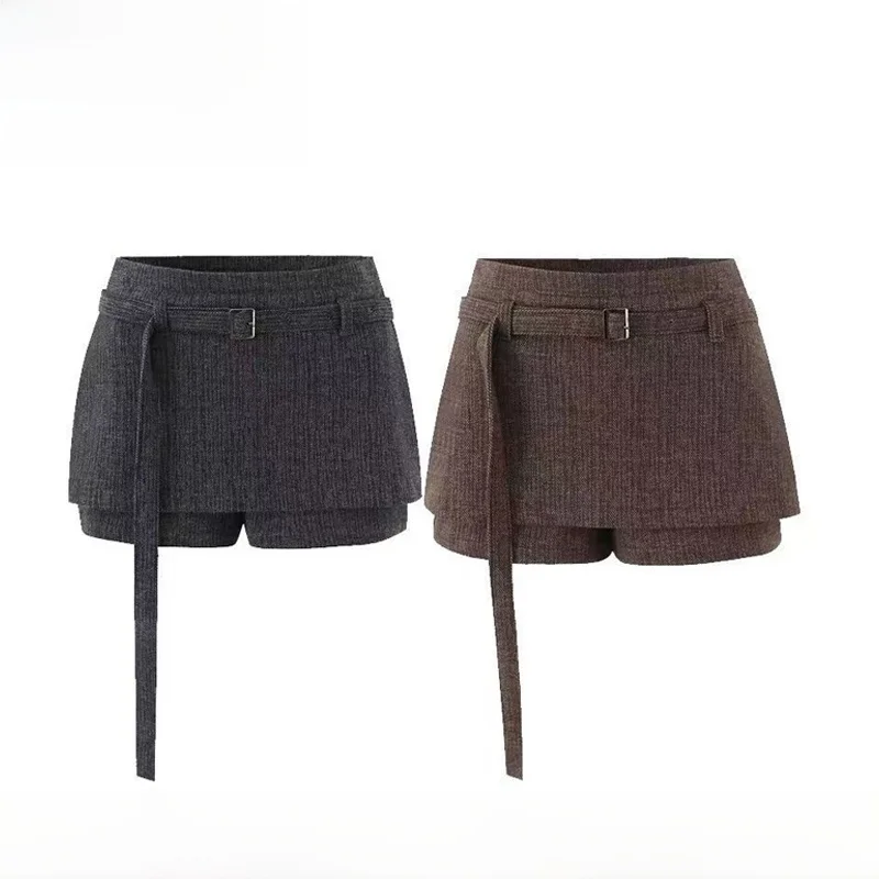 EVEA New Women's Fashion Autumn Winter Retro Sweet Cool Versatile Belted Woolen Fake Two-Piece Skirt Pants High Waist Short
EVEA New Women's Fashion Autumn Winter Retro Sweet Cool Versatile Belted Woolen Fake Two-Piece Skirt Pants High Waist Short