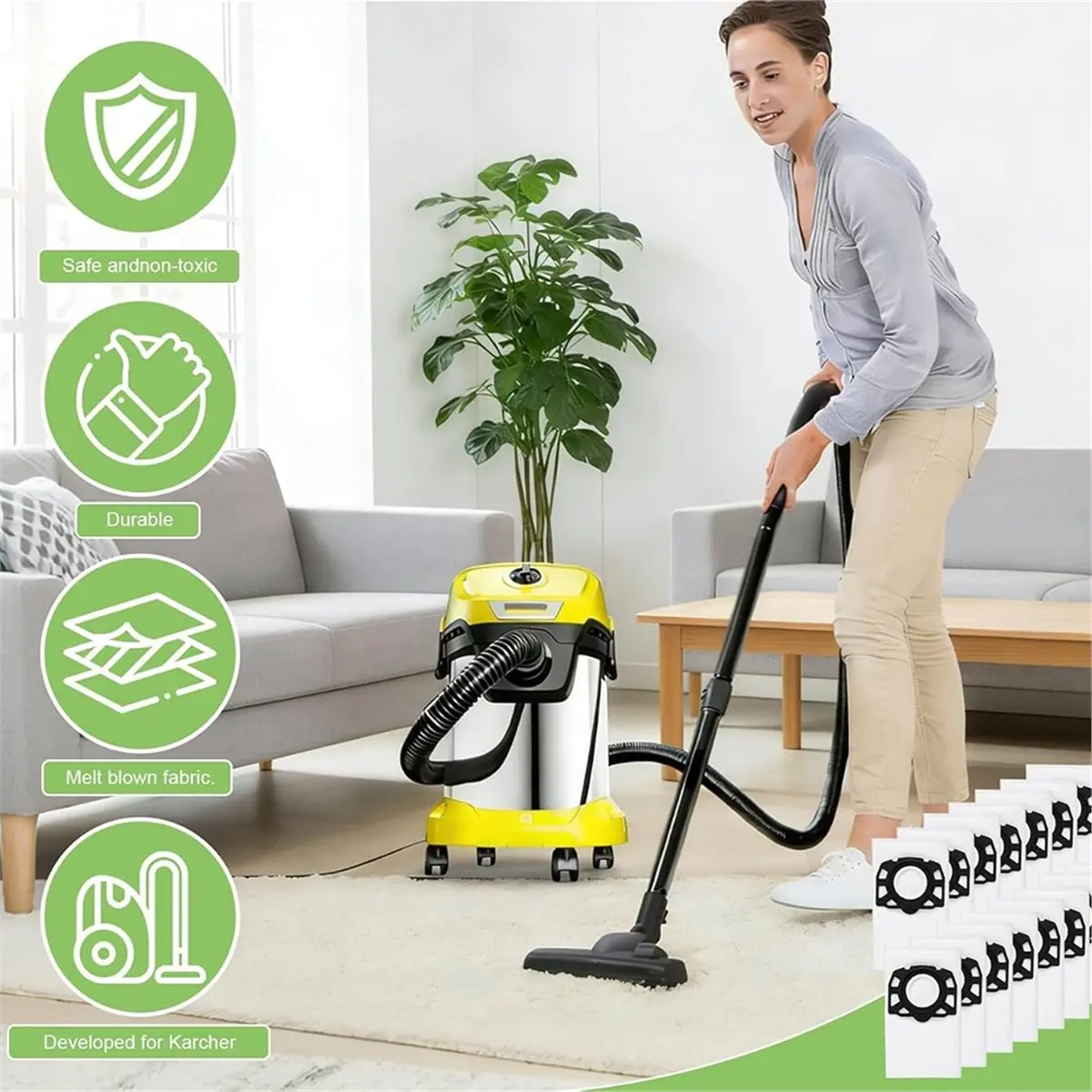 (ABJZ) Мешки для пылесосов KFI 357 для Karcher WD2, WD3, KWD1, KWD2, KWD3, MV3, WD3.200 - WD3.800 M, пылесос, упаковка из 15 шт.
(ABJZ) Мешки для пылесосов KFI 357 для Karcher WD2, WD3, KWD1, KWD2, KWD3, MV3, WD3.200 - WD3.800 M, пылесос, упаковка из 15 шт.