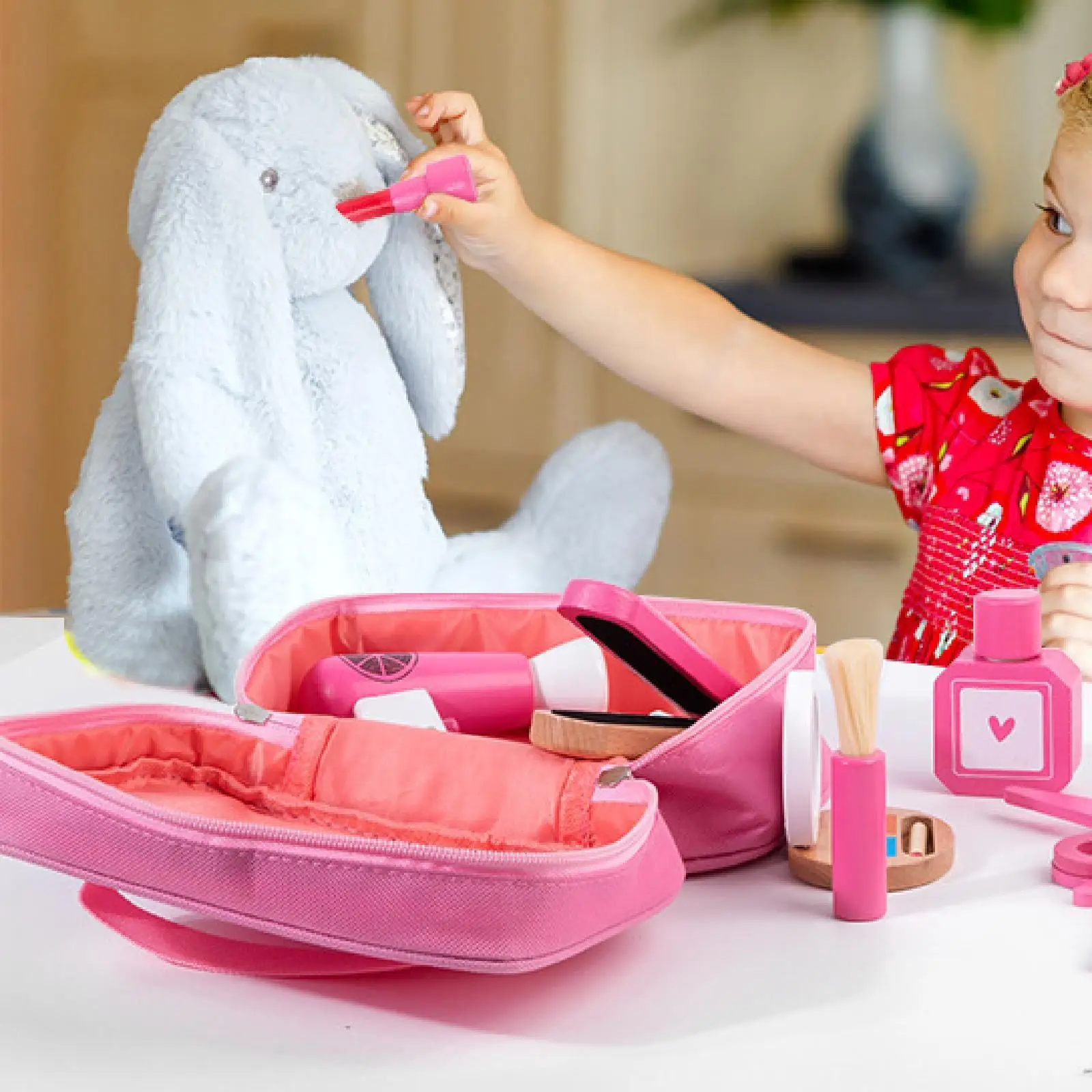 Wood Makeup Toy Set Kids Pretend Play Dress up Mirror Makeup Play Set Kit Pretend Makeup Set for Kids Children Ages 3-6 Girls
Wood Makeup Toy Set Kids Pretend Play Dress up Mirror Makeup Play Set Kit Pretend Makeup Set for Kids Children Ages 3-6 Girls