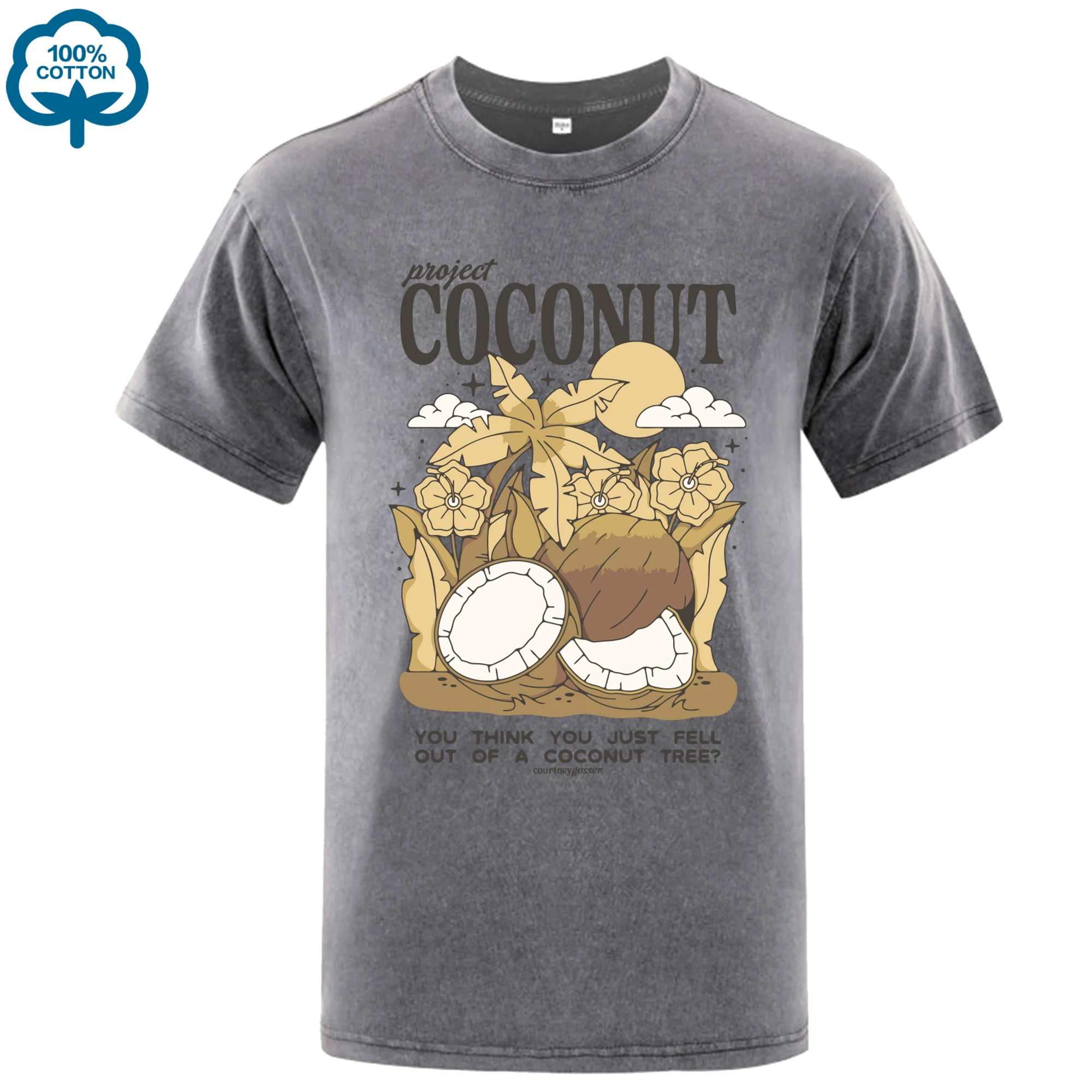 Creative Coconut Tree Design Men Washed T-Shirt Hip Hop Soft Short Sleeve Loose Crewneck Top All-Match Cotton Man T Shirts
Creative Coconut Tree Design Men Washed T-Shirt Hip Hop Soft Short Sleeve Loose Crewneck Top All-Match Cotton Man T Shirts