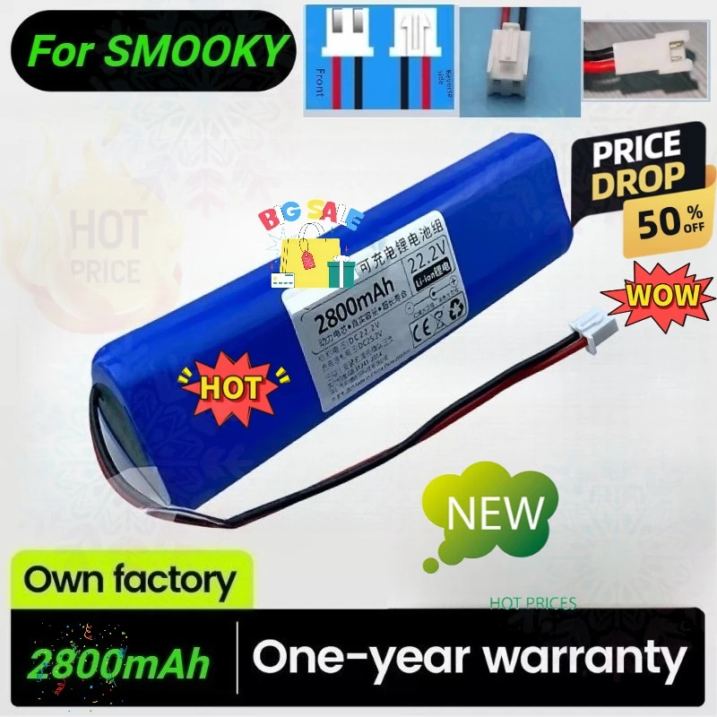 New 2800mAh High Capacity Battery for SMOOKY Fascia Gun Battery Massage Machine 21.6V Universal 25.2V Yunmai Li-Ion Battery Pack
New 2800mAh High Capacity Battery for SMOOKY Fascia Gun Battery Massage Machine 21.6V Universal 25.2V Yunmai Li-Ion Battery Pack