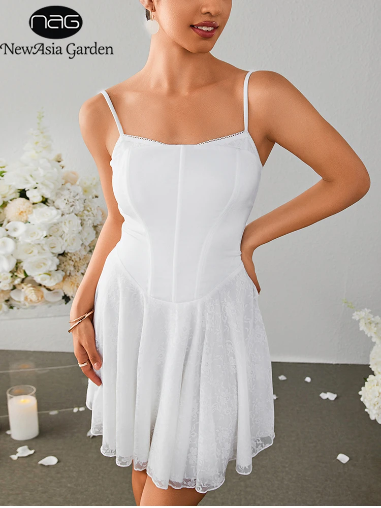 NewAsia White Lace Corset Mini Dress Women Spaghetti Strap A-Line Party Summer Elegant Backless Short Dresses for Wedding Bridal
NewAsia White Lace Corset Mini Dress Women Spaghetti Strap A-Line Party Summer Elegant Backless Short Dresses for Wedding Bridal