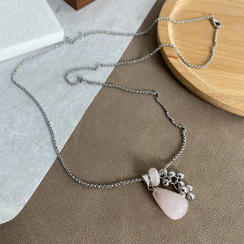 Ins Trendy Stainless Steel Semi-precious Gemstone Necklaces Natural Tiger's Eye Pink Crystal Dalmatian Agate Teardrop Pendants
Ins Trendy Stainless Steel Semi-precious Gemstone Necklaces Natural Tiger's Eye Pink Crystal Dalmatian Agate Teardrop Pendants