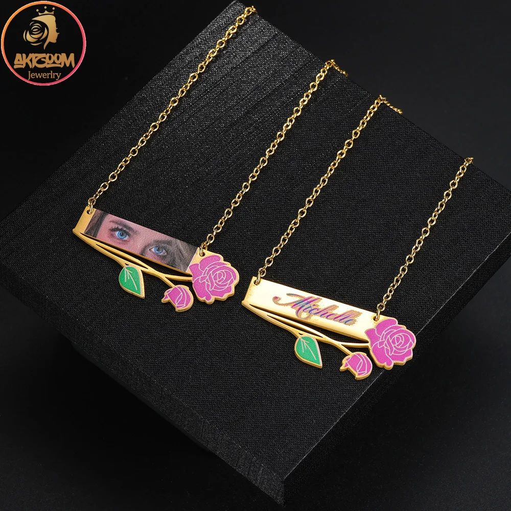 Akizoom Custom Engrave Name Eye Photo Necklace Stainless Steel Personalized Flower Pendant Choker for Woman Mom Jewelry Gift
Akizoom Custom Engrave Name Eye Photo Necklace Stainless Steel Personalized Flower Pendant Choker for Woman Mom Jewelry Gift