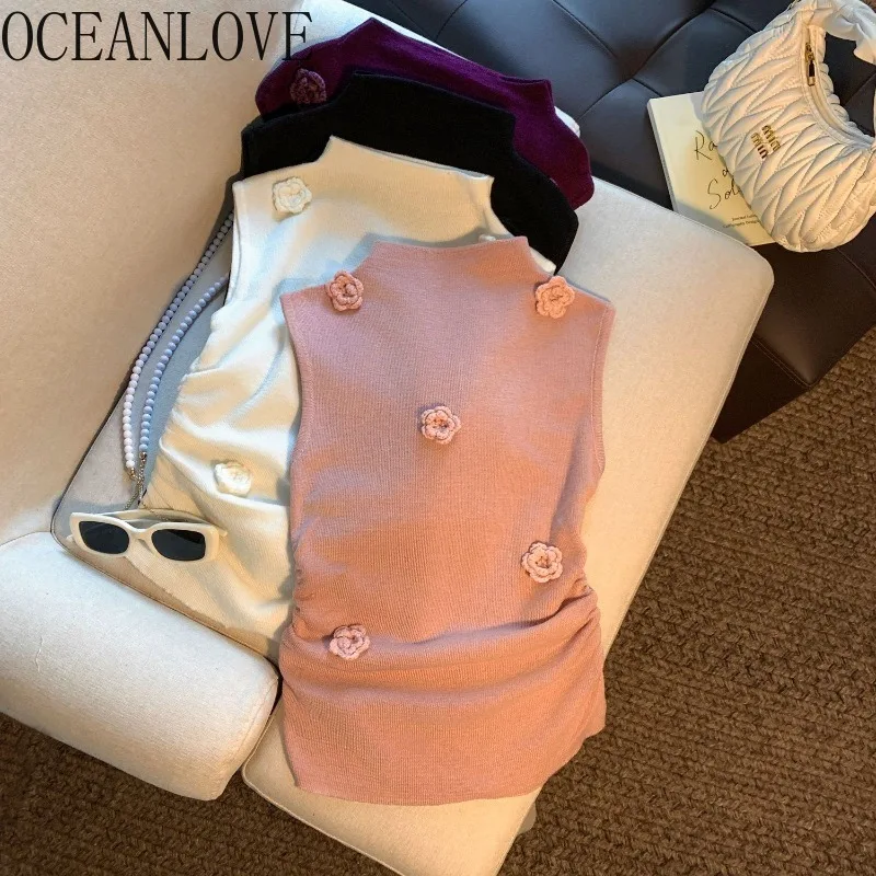 OCEANLOVE Knitted T Shirt for Women Flowers Spring Summer Sleeveless Sweet Ropa De Mujer Korean Fashion Chic Retro Short Tees
OCEANLOVE Knitted T Shirt for Women Flowers Spring Summer Sleeveless Sweet Ropa De Mujer Korean Fashion Chic Retro Short Tees
