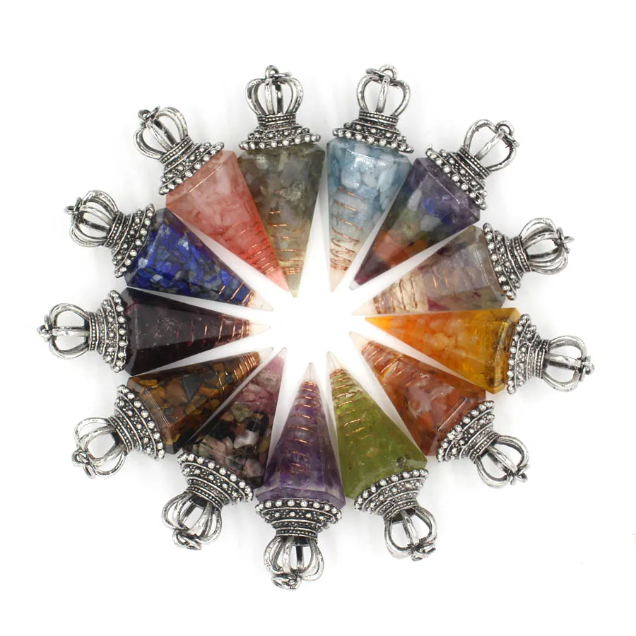 Taper Cone Crystal Quartz Pendants Pendulum Chain Natural Stone Reiki Charms Fashion Jewelry Wholesale 10pcs
Taper Cone Crystal Quartz Pendants Pendulum Chain Natural Stone Reiki Charms Fashion Jewelry Wholesale 10pcs