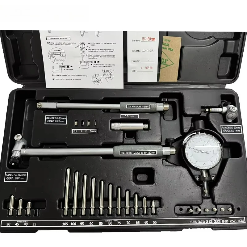 3pcs/set Range 18-160mm/0.7-6" Dial Bore Gauge Metric/inch Dial Bore Indicator Deep Engine Hole Measurement Toos Plastic Box
3pcs/set Range 18-160mm/0.7-6" Dial Bore Gauge Metric/inch Dial Bore Indicator Deep Engine Hole Measurement Toos Plastic Box
