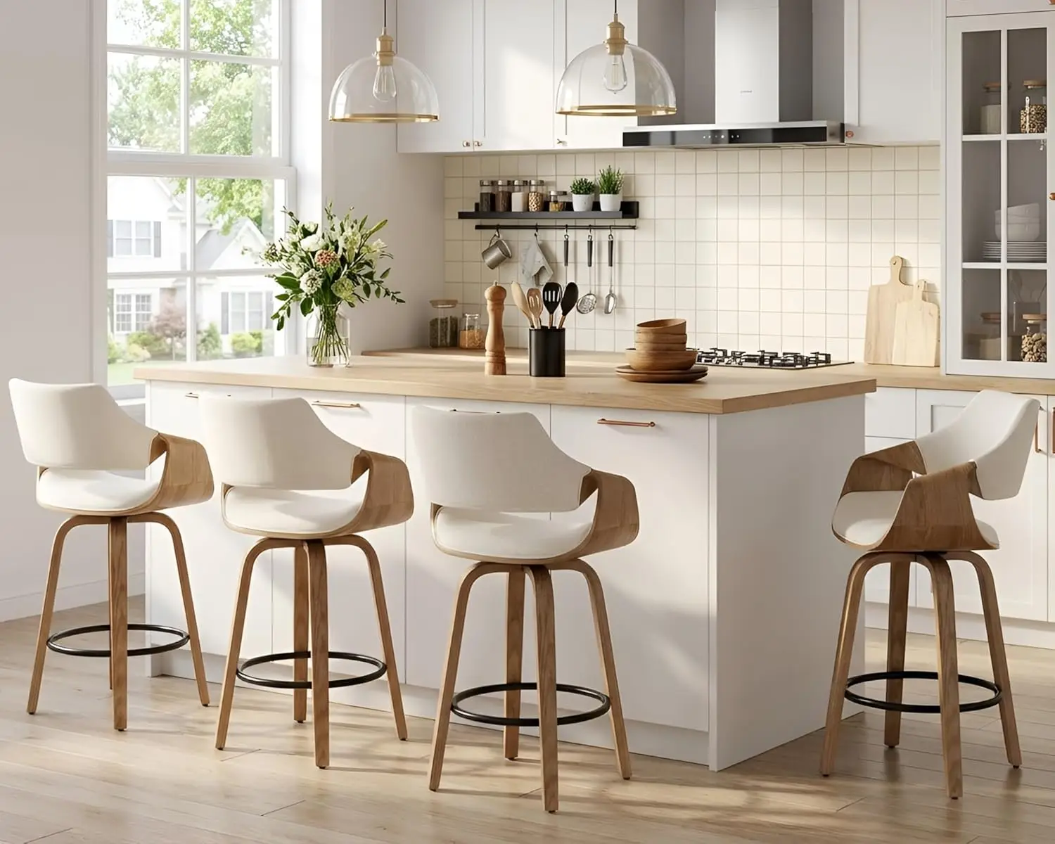 26 Inch Modern Barrel Swivel Counter Stools Counter Height Swivel Bar Stools With Backs Set Of 4, Beige Linen, Customized
26 Inch Modern Barrel Swivel Counter Stools Counter Height Swivel Bar Stools With Backs Set Of 4, Beige Linen, Customized