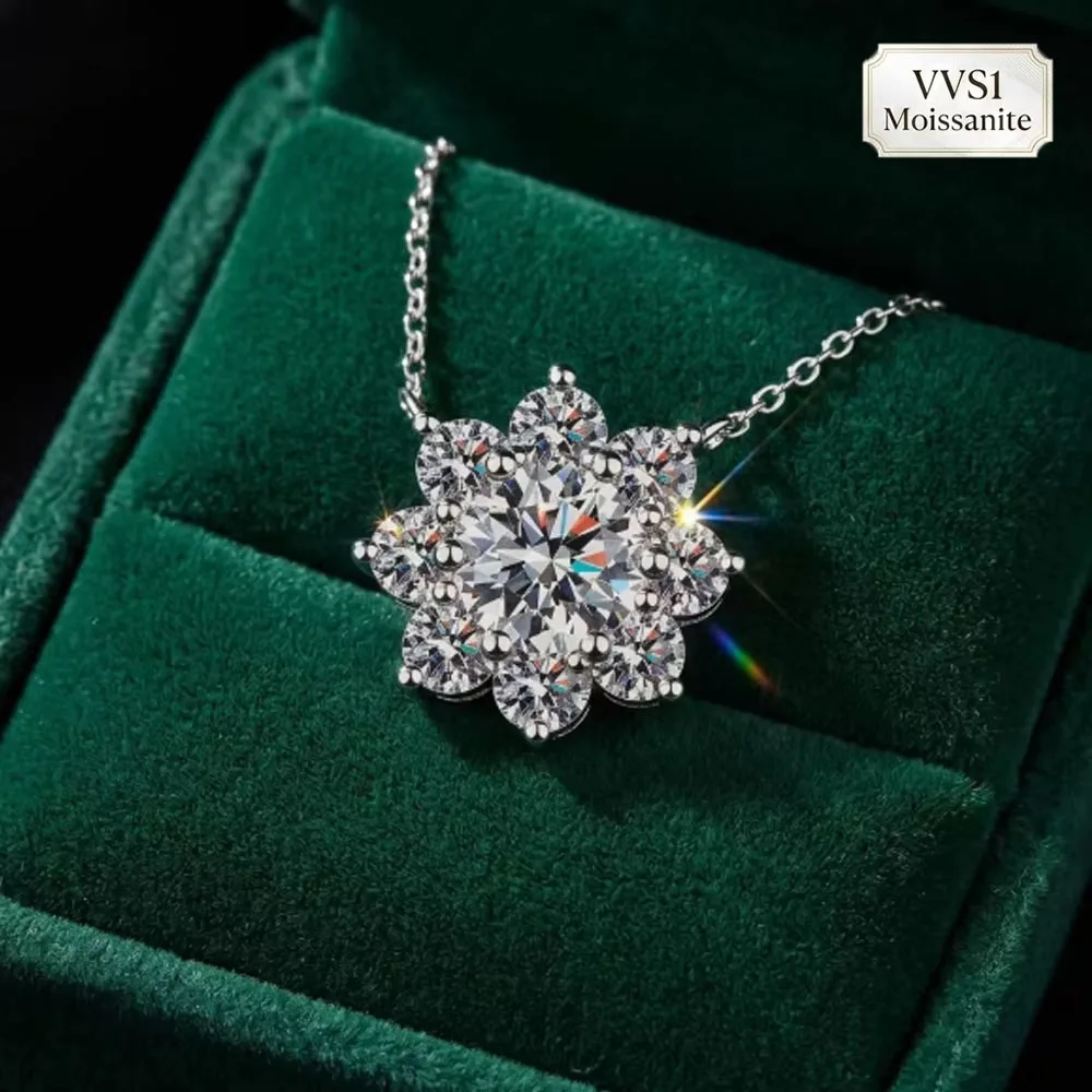 Luxurious VVS1 Moissanite Sunflower Necklace S925 Pure Silver Round Moissanite Diamond Chain Women's Wedding Party Jewelry Gift
Luxurious VVS1 Moissanite Sunflower Necklace S925 Pure Silver Round Moissanite Diamond Chain Women's Wedding Party Jewelry Gift