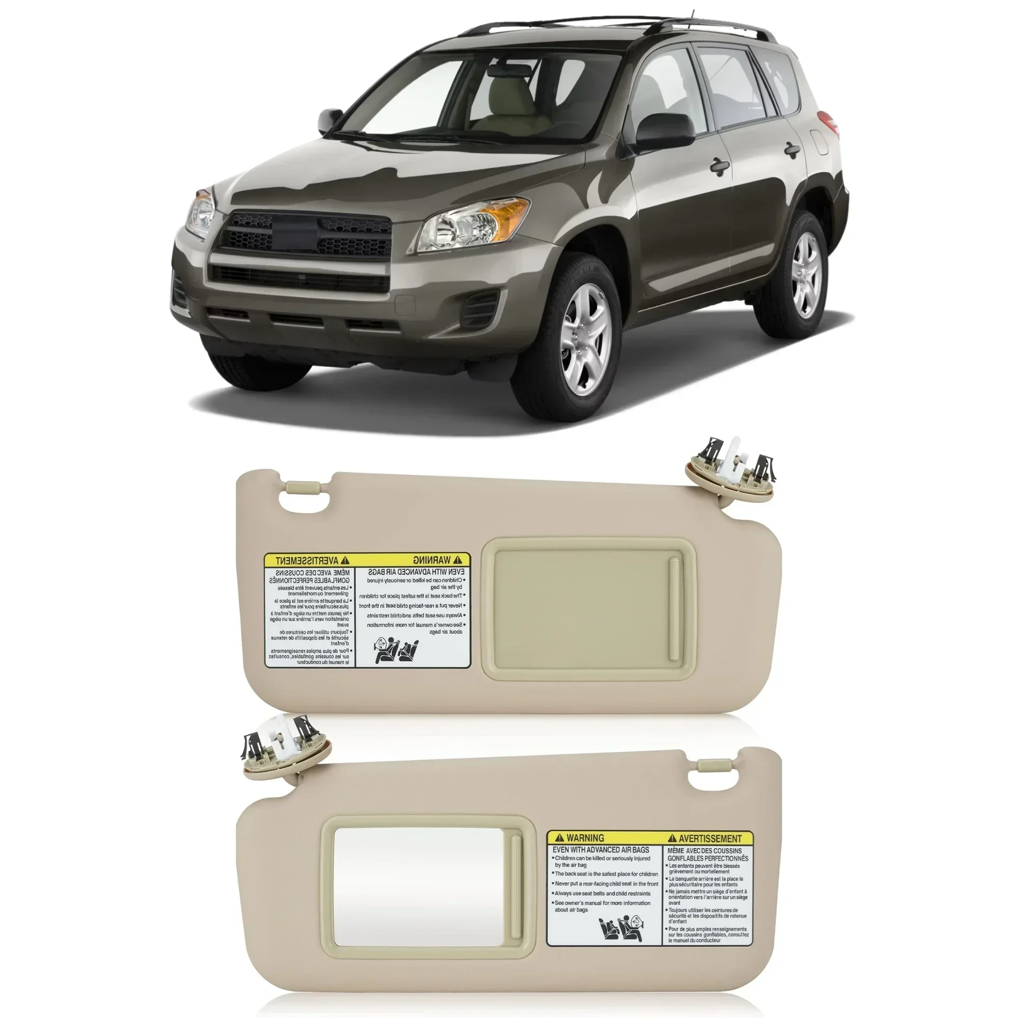 Left and Right Sun Visor Shade Block for Toyota RAV4 2006-2013, Part Numbers 74320-42501-B2 and 74320-42501-A1
Left and Right Sun Visor Shade Block for Toyota RAV4 2006-2013, Part Numbers 74320-42501-B2 and 74320-42501-A1