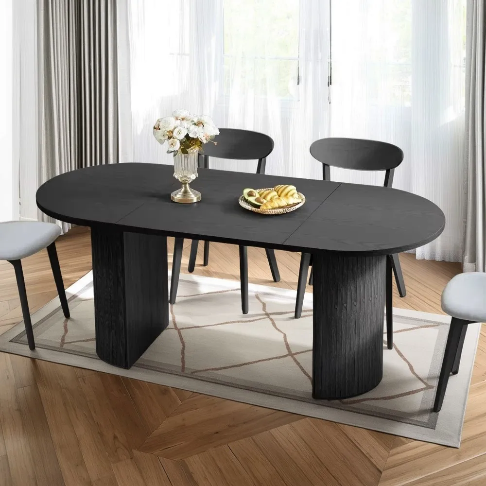 70.8 Inch Dining Table for 4-6 People, Oval Kitchen Table with Semi-Cylindrical Legs Base, Modern Farmhouse Round Dinner Tables
70.8 Inch Dining Table for 4-6 People, Oval Kitchen Table with Semi-Cylindrical Legs Base, Modern Farmhouse Round Dinner Tables