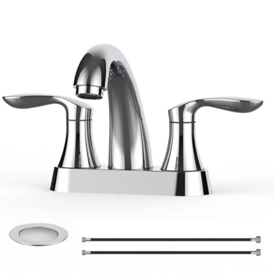 Bathroom Faucet, Bathroom Faucets for Sink 3 Hole, Centerset Bathroom Sink Faucet with Pop Up Drain and cUPC Lead-Free Hose
Bathroom Faucet, Bathroom Faucets for Sink 3 Hole, Centerset Bathroom Sink Faucet with Pop Up Drain and cUPC Lead-Free Hose