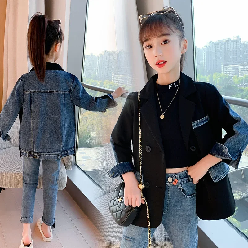 Kids Baby Girls Coat Fashion Black Patchwork Denim Jackets Tops Spring Autumn Children Clothes Teen Girl Blazer Outwear
Kids Baby Girls Coat Fashion Black Patchwork Denim Jackets Tops Spring Autumn Children Clothes Teen Girl Blazer Outwear
