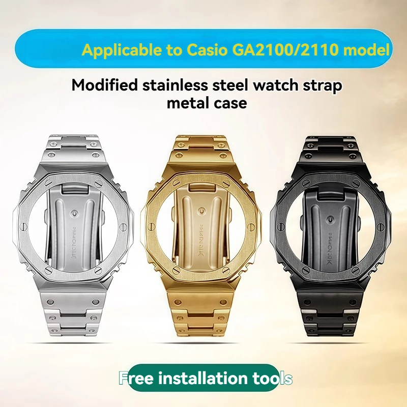 For Casio G-shock Ga-2100 Modified Stainless Steel Watch Strap Metal Case Ga2100 Ga2110 Ga-b2100 metal Bezel Watchband With tool
For Casio G-shock Ga-2100 Modified Stainless Steel Watch Strap Metal Case Ga2100 Ga2110 Ga-b2100 metal Bezel Watchband With tool