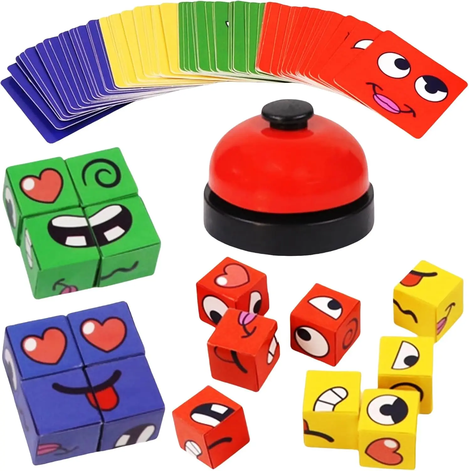Face Changing Magic Cubes Game,Expression Matching Block Puzzle with Bell, Educational Building Toy for Adults
Face Changing Magic Cubes Game,Expression Matching Block Puzzle with Bell, Educational Building Toy for Adults