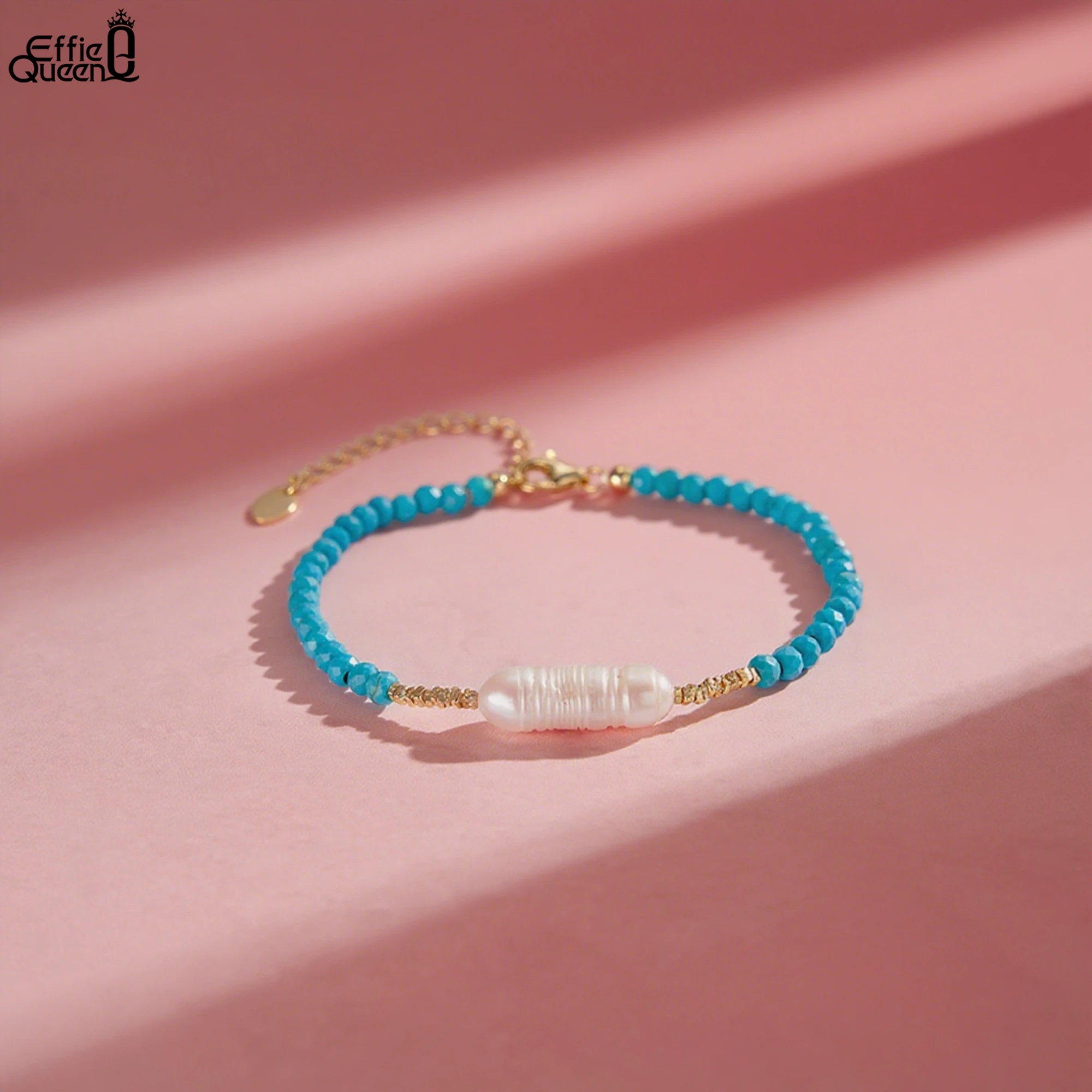 EFFIE QUEEN 14K Gold Natural Freshwater Pearl Bracelet Turquoise And Purple Mica, S925 Silver Bracelet For Women Jewelry MPB07
EFFIE QUEEN 14K Gold Natural Freshwater Pearl Bracelet Turquoise And Purple Mica, S925 Silver Bracelet For Women Jewelry MPB07