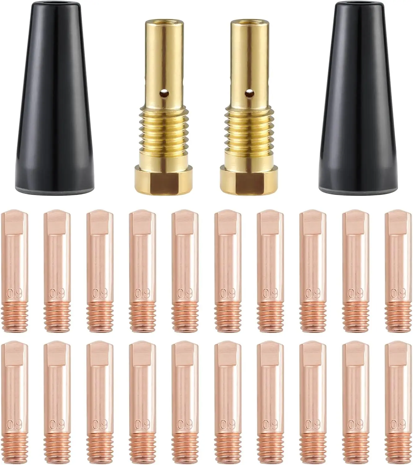 24PCS Nozzle MIG Welding Gun Kit K3493-1 Replacement Accessories Compatible with Lincoln FC90/80GL Forney Titanium .035"(0.9mm)
24PCS Nozzle MIG Welding Gun Kit K3493-1 Replacement Accessories Compatible with Lincoln FC90/80GL Forney Titanium .035"(0.9mm)