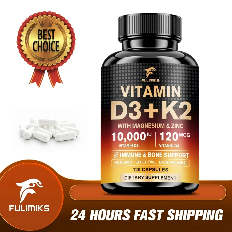 Vitamin D3 K2 Capsule - Vitamin D3 Promotes Strong Bones, Calcium Absorption, Teeth, Heart, Cardiovascular Health
Vitamin D3 K2 Capsule - Vitamin D3 Promotes Strong Bones, Calcium Absorption, Teeth, Heart, Cardiovascular Health