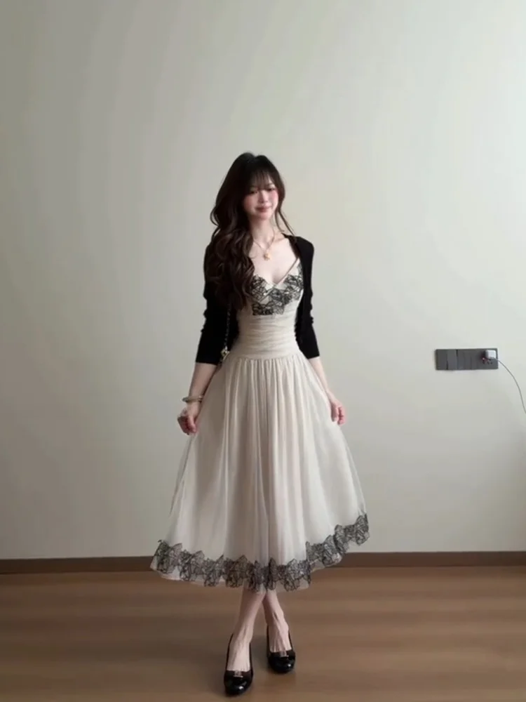 Syxatn N13 Women's Lace Trim Sundress Set Elegant Summer Outfit with Cardigan Versatile Strapless Long Dress UV Protection
Syxatn N13 Women's Lace Trim Sundress Set Elegant Summer Outfit with Cardigan Versatile Strapless Long Dress UV Protection