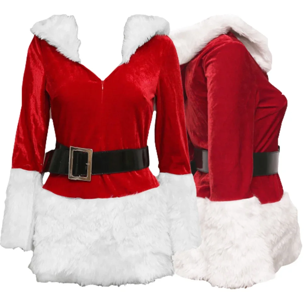 New Year Christmas Women Plush Hooded Mini Dress Red Sexy Bodycon Long Sleeve Waistbelt Dress Xmas Cosplay Party Costume Dresses
New Year Christmas Women Plush Hooded Mini Dress Red Sexy Bodycon Long Sleeve Waistbelt Dress Xmas Cosplay Party Costume Dresses
