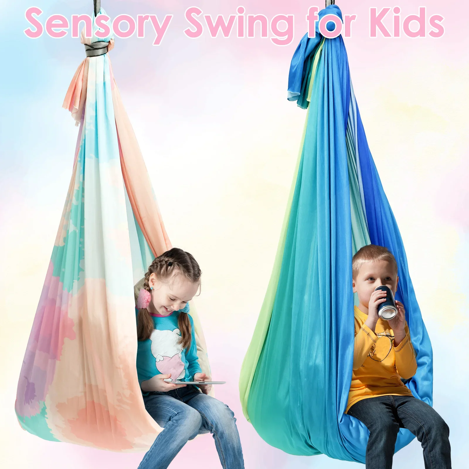 Sensory Swing Comfortable Kids Sensory Hammock Holds up to 200 lbs Indoor Cuddle Swing with 360° Swivel Hardware for Children
Sensory Swing Comfortable Kids Sensory Hammock Holds up to 200 lbs Indoor Cuddle Swing with 360° Swivel Hardware for Children