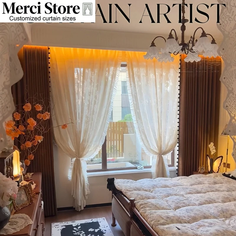 Elegant New Style of Classic American Maillard Brown High-end Chenille Cashmere Blackout Custom Size White Tulle Decor Fashion
Elegant New Style of Classic American Maillard Brown High-end Chenille Cashmere Blackout Custom Size White Tulle Decor Fashion