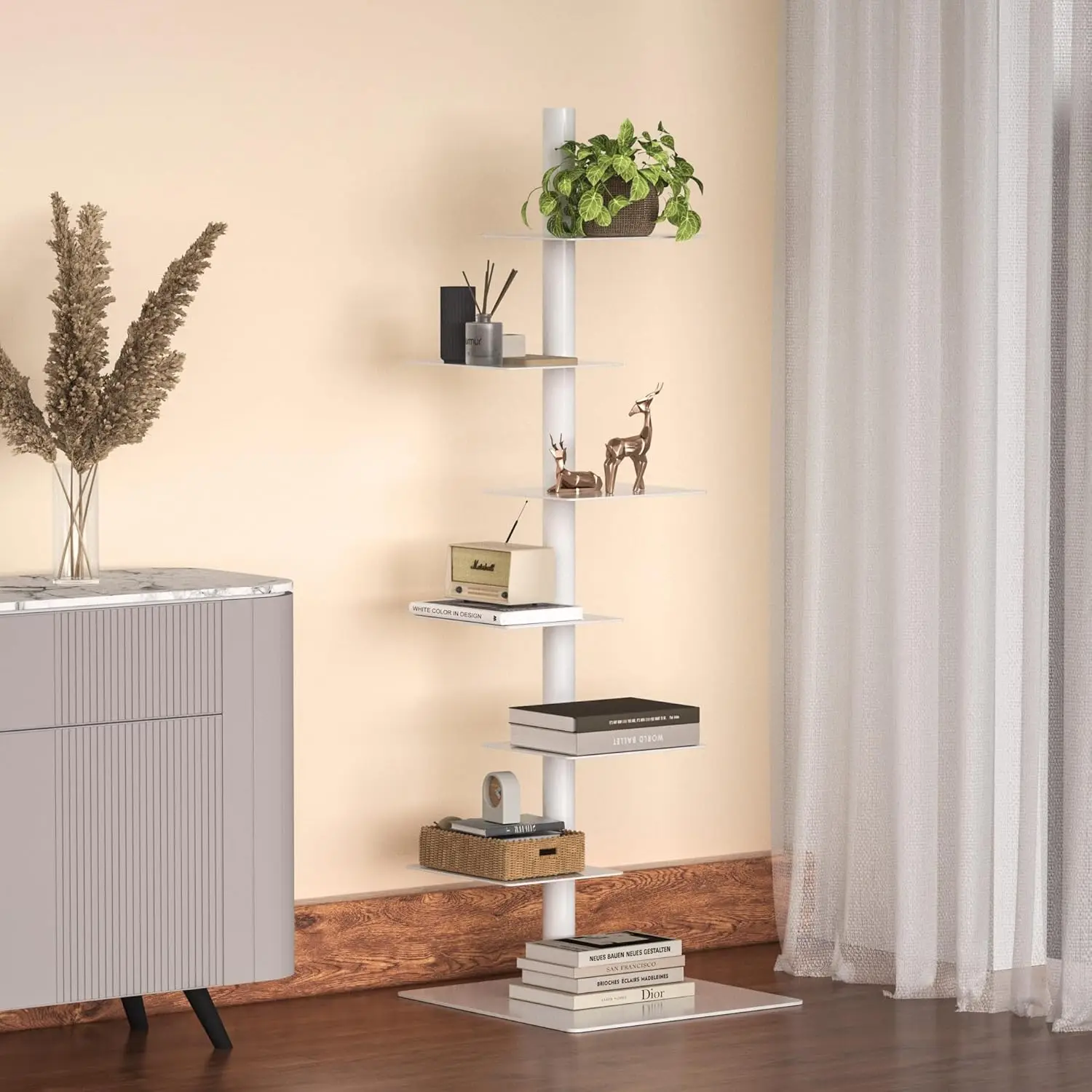 6-ярусная металлическая книжная полка-лестница, регулируемая угловая полка для экономии пространства, сборка без инструментов, белая
6-ярусная металлическая книжная полка-лестница, регулируемая угловая полка для экономии пространства, сборка без инструментов, белая