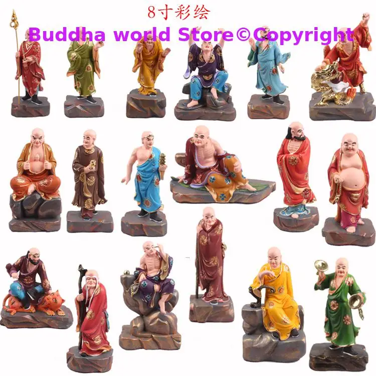 A set 18p Asia Buddhism temple HOME Altar 18 LUO HAN arhat Rohan buddha color statue exorcise evil spirit Effective protection
A set 18p Asia Buddhism temple HOME Altar 18 LUO HAN arhat Rohan buddha color statue exorcise evil spirit Effective protection