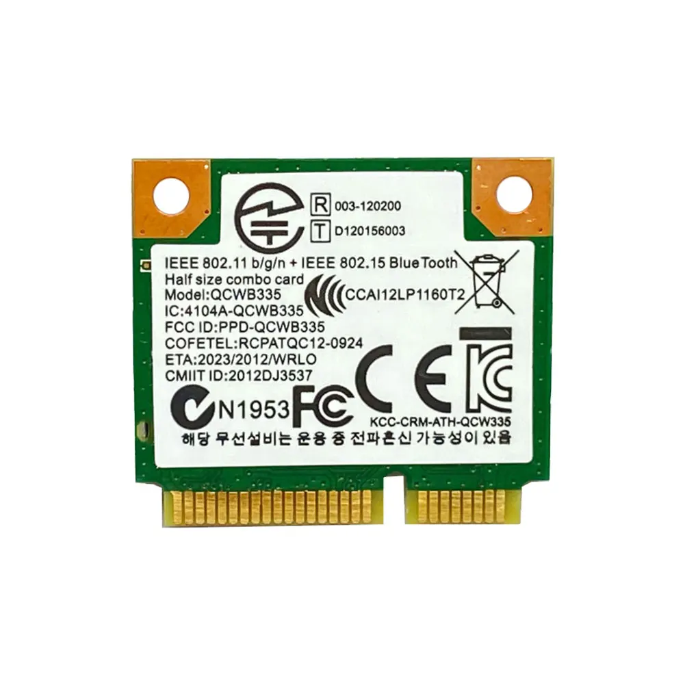 QCWB335 Беспроводной сетевой адаптер 150 Мбит/с Bluetooth-совместимая беспроводная карта 4.0 Беспроводная сетевая карта PCI Express для ПК, ноутбуков
QCWB335 Беспроводной сетевой адаптер 150 Мбит/с Bluetooth-совместимая беспроводная карта 4.0 Беспроводная сетевая карта PCI Express для ПК, ноутбуков