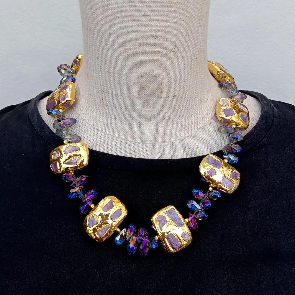 YYGEM Natural Stones 21x30mm Purple Charoite Chips Rectangle Choker Beaded Necklace
YYGEM Natural Stones 21x30mm Purple Charoite Chips Rectangle Choker Beaded Necklace