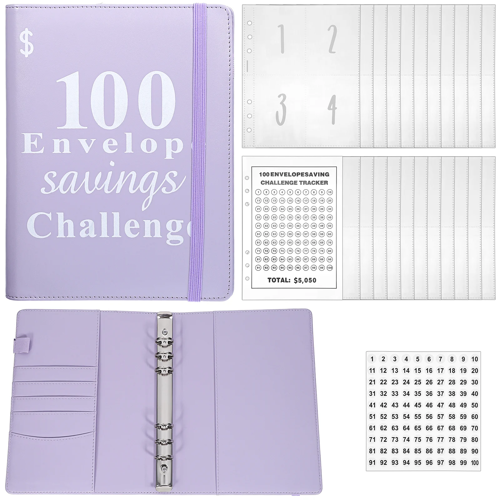 Saving Challenge Book Purple 25 Pages Printed Stickers Elastic Closure Money ganizer Notebook Budget Planner
Saving Challenge Book Purple 25 Pages Printed Stickers Elastic Closure Money ganizer Notebook Budget Planner