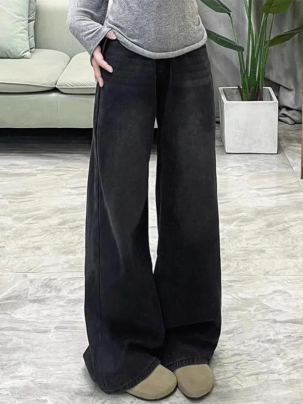 High Waist Fce Lined Wide Leg Denim Jeans Women's plus Size Bla ey Loose Fit Slimming Straight Cut Winter Trousers
High Waist Fce Lined Wide Leg Denim Jeans Women's plus Size Bla ey Loose Fit Slimming Straight Cut Winter Trousers