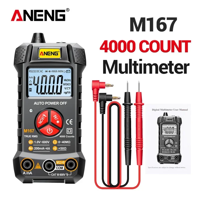 ANENG Digital Multimeter Profesional 4000 Counts AC/DC Voltage Meter Auto Range Multimetro Tester Tool Electrical Instruments
ANENG Digital Multimeter Profesional 4000 Counts AC/DC Voltage Meter Auto Range Multimetro Tester Tool Electrical Instruments