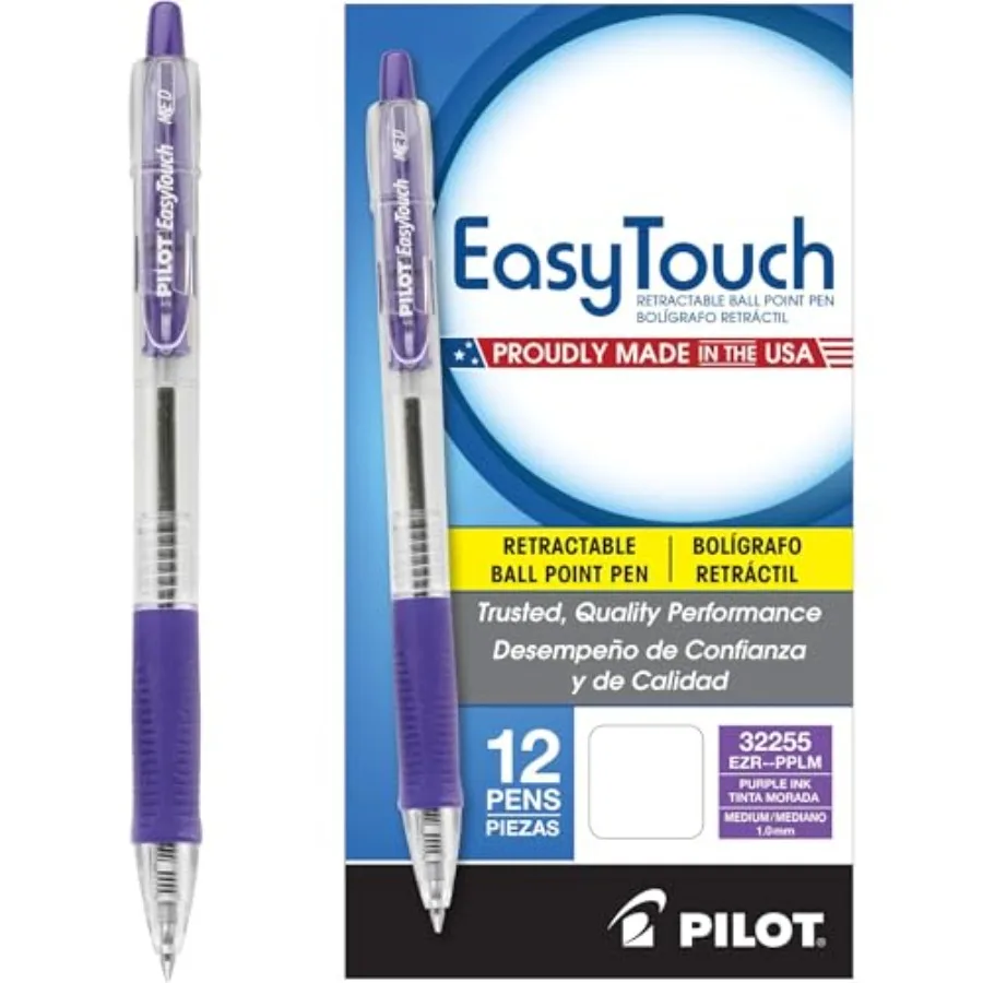 EasyTouch Refillable and Retractable Ballpoint Pens, Medium Point, Purple Ink, 12-Pack 32255
EasyTouch Refillable and Retractable Ballpoint Pens, Medium Point, Purple Ink, 12-Pack 32255