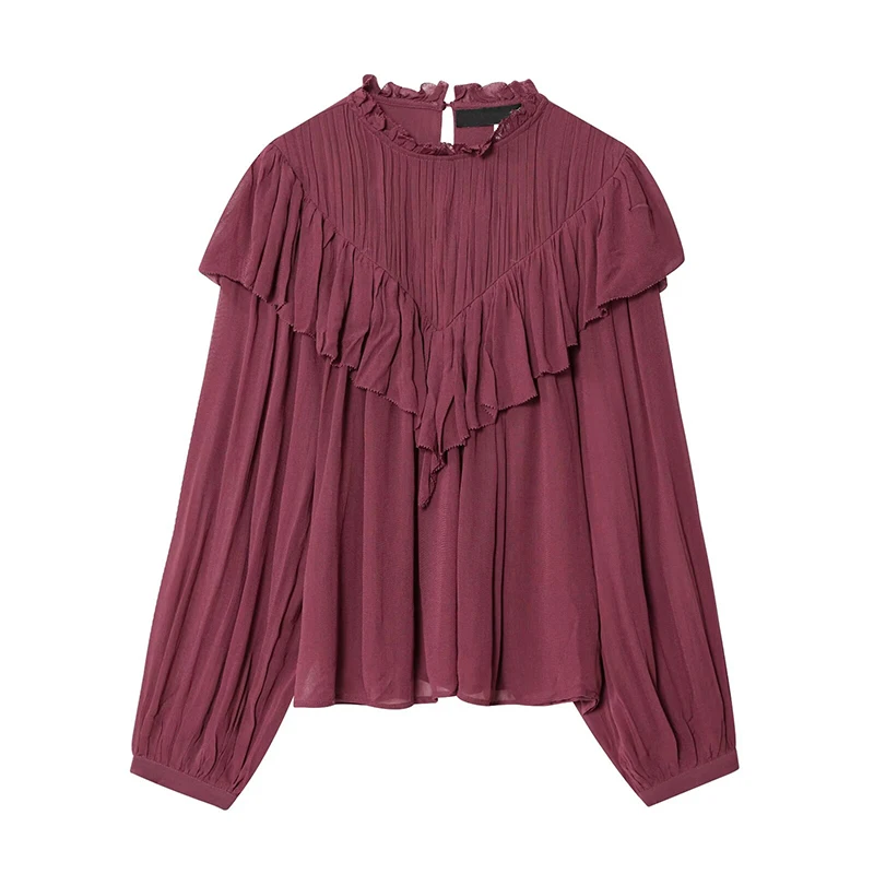 YENKYE New Women Wine Red Ruffle Chiffon Blouse Long Sleeve O Neck Casual Autumn Tops
YENKYE New Women Wine Red Ruffle Chiffon Blouse Long Sleeve O Neck Casual Autumn Tops