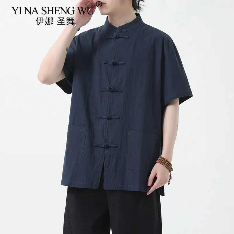 Summer Chinese Style Men's New Chinese Style Cotton and Linen Shirt Tang Suit Short-sleeved Retro Stand-up Collar Buttoned Shirt
Summer Chinese Style Men's New Chinese Style Cotton and Linen Shirt Tang Suit Short-sleeved Retro Stand-up Collar Buttoned Shirt