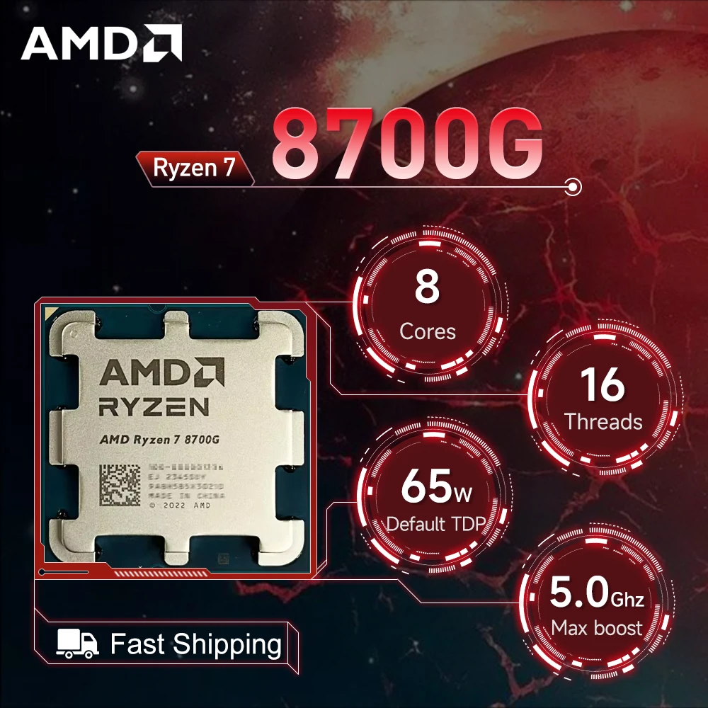 AMD Ryzen 7 8700G 4.2GHz 8-Core 16-Thread R7 8700G Socket AM5 4NM L3=16M Processor 65W DDR5 No Fan
AMD Ryzen 7 8700G 4.2GHz 8-Core 16-Thread R7 8700G Socket AM5 4NM L3=16M Processor 65W DDR5 No Fan